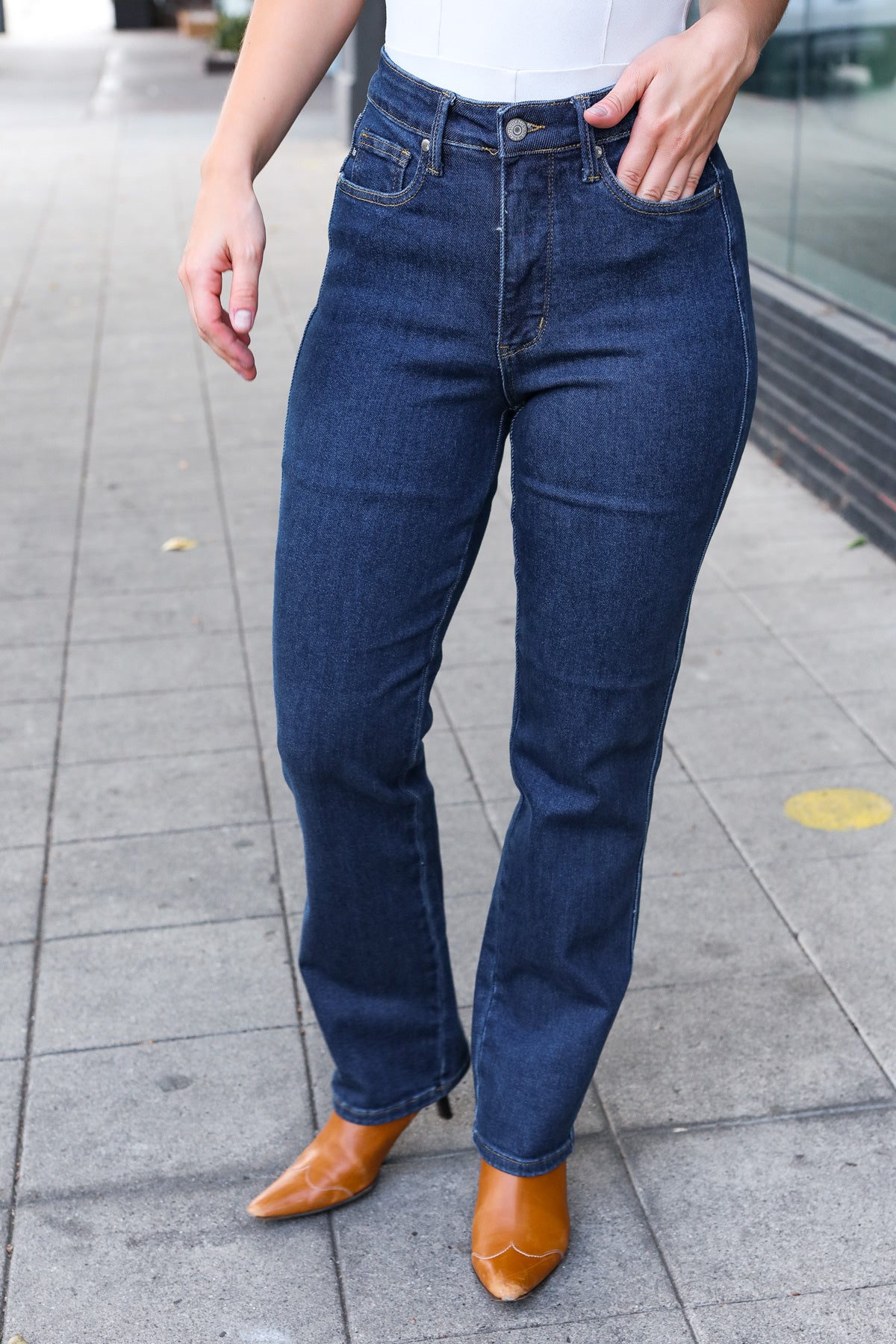 Judy Blue Dark Wash High Waisted Straight Fit Jeans