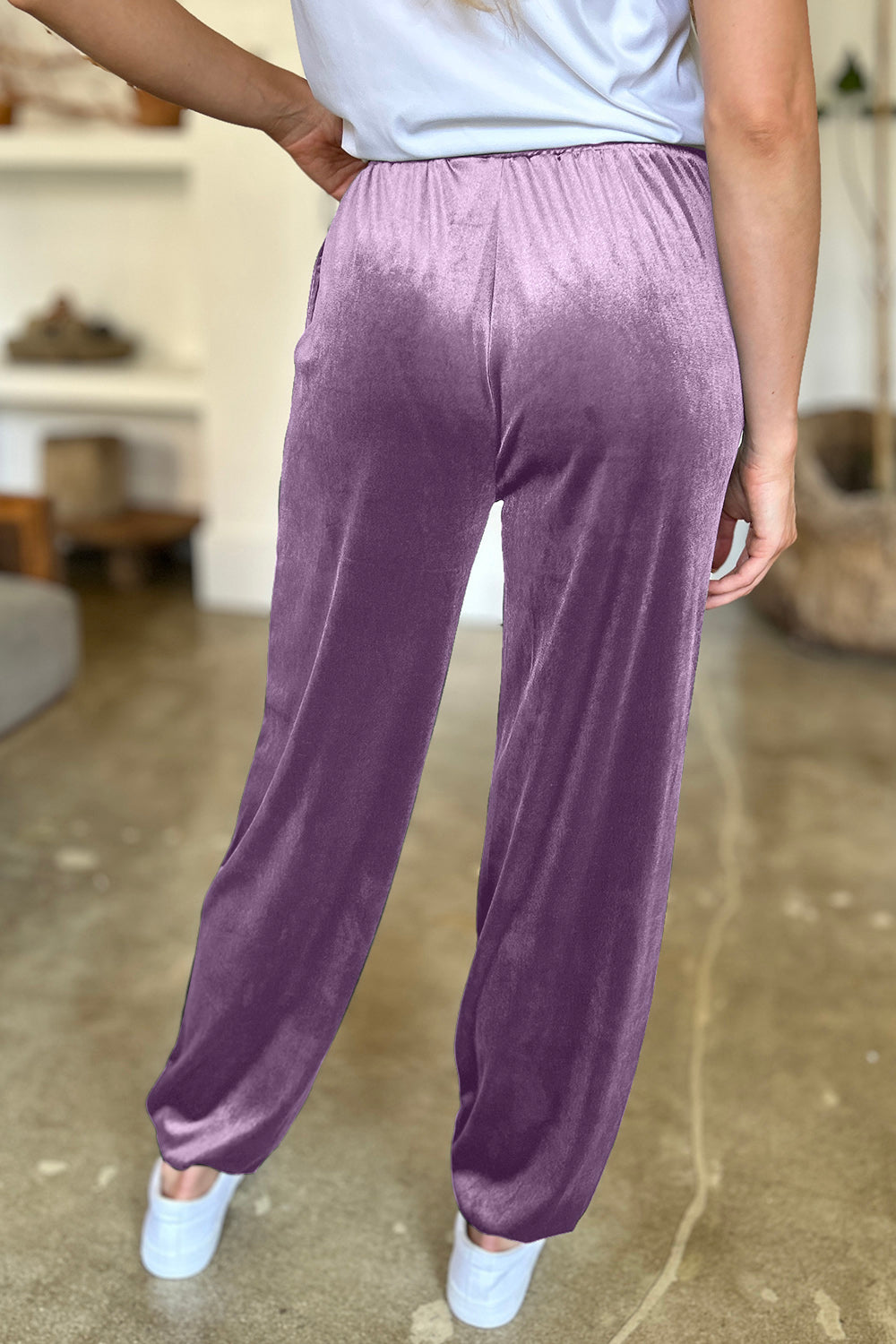 Pocketed Elastic Waist Joggers