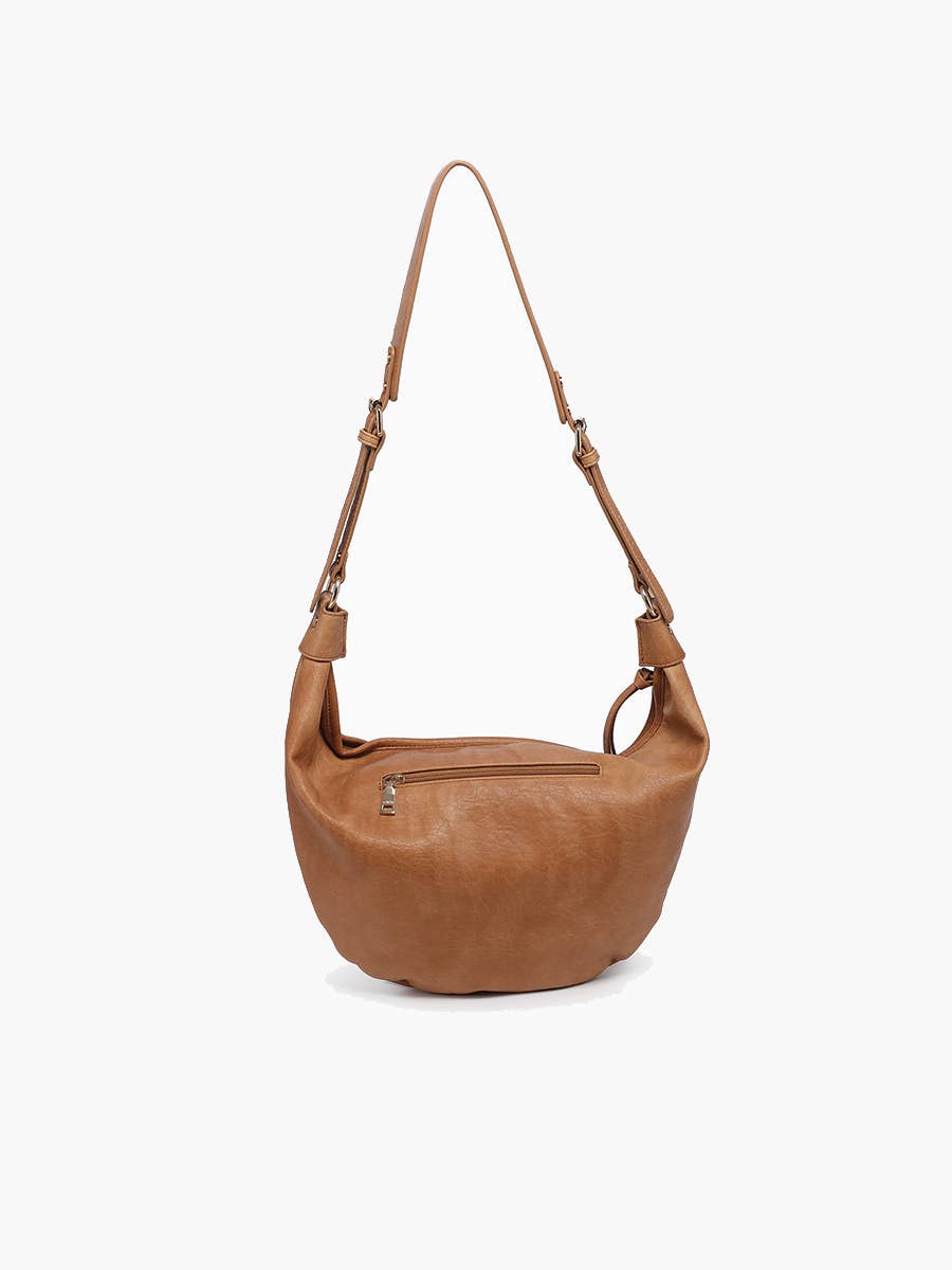 Leigh Distressed Hobo Bag: CARAMEL