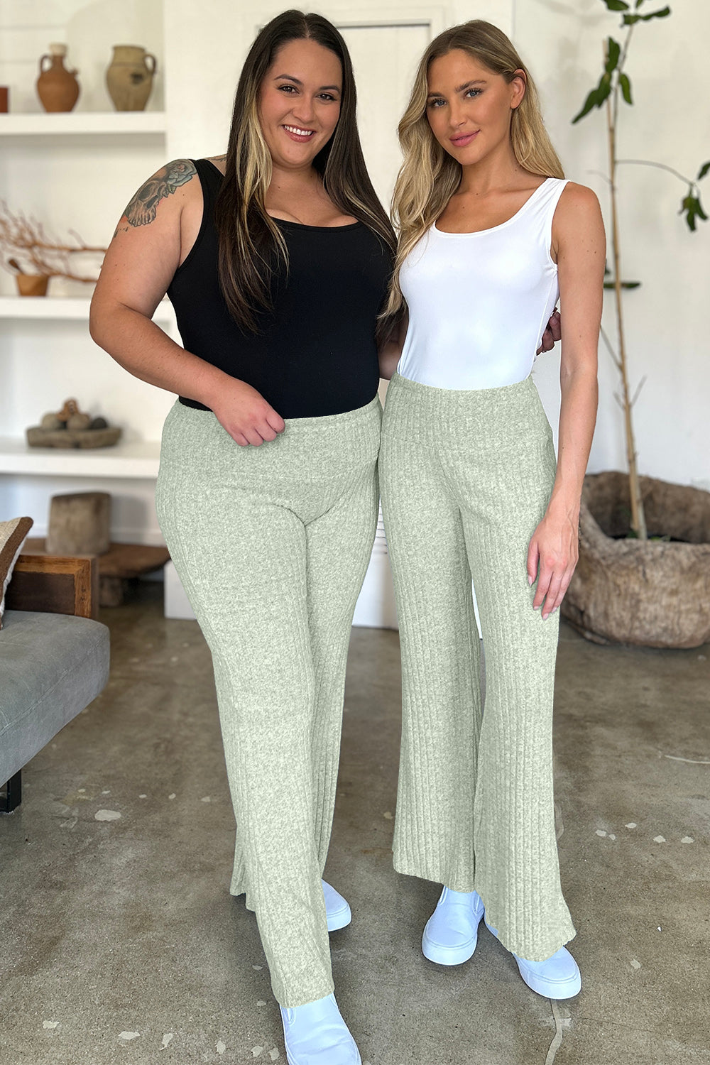 Ribbed High Waist Flare Pants