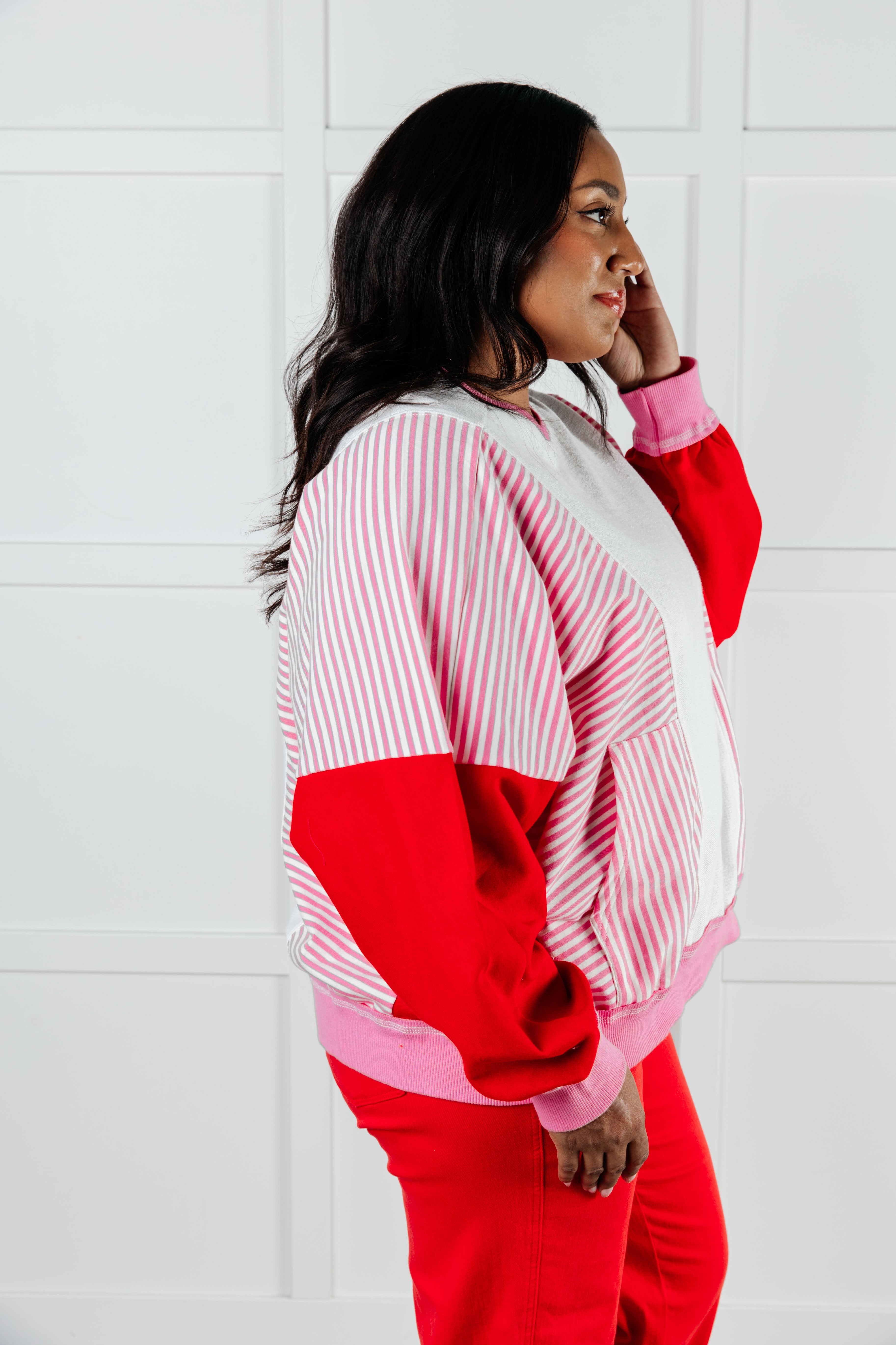 Stripes on My Sleeves Color Block Pullover