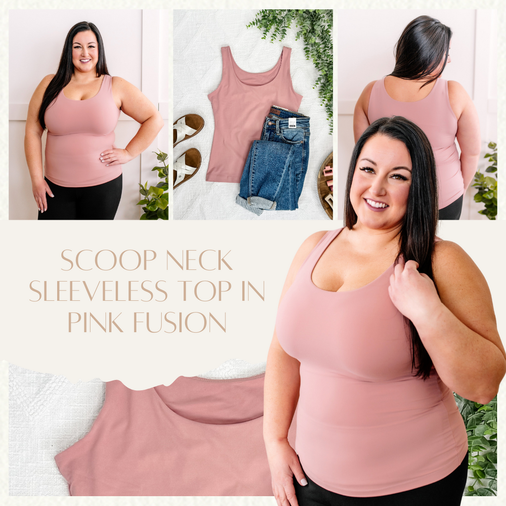 Scoop Neck Sleeveless Top In Pink Fusion