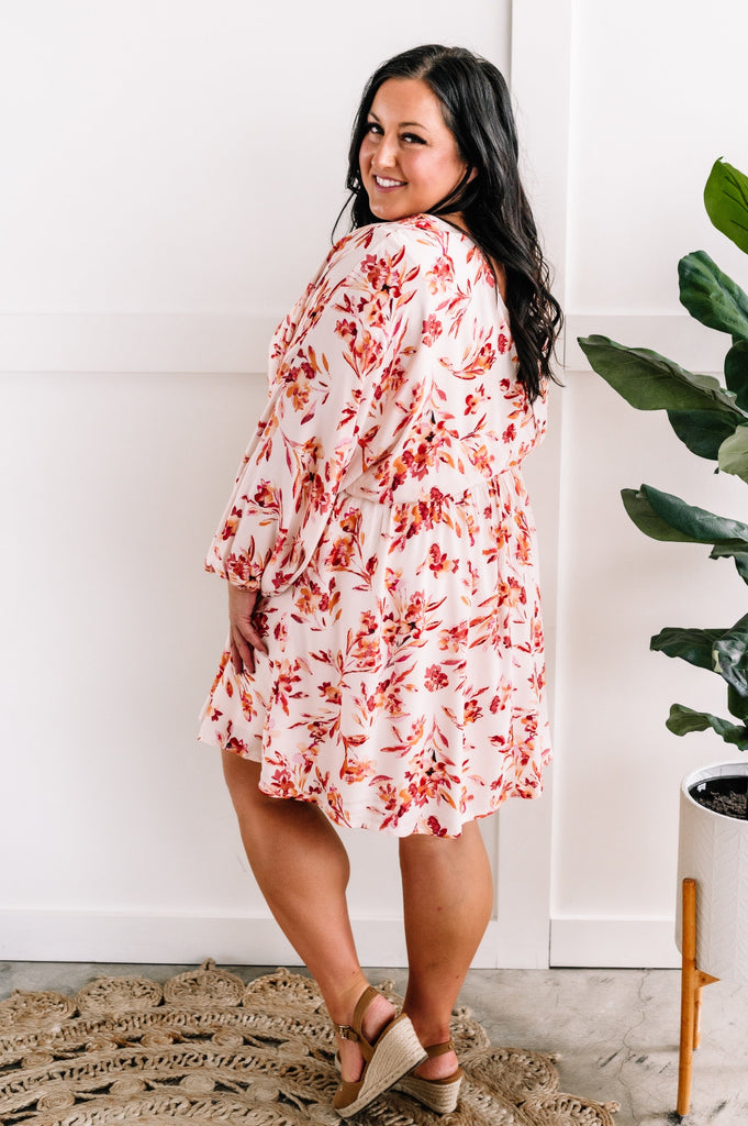 Surplice Dress With Tie Back Detail In August Florals