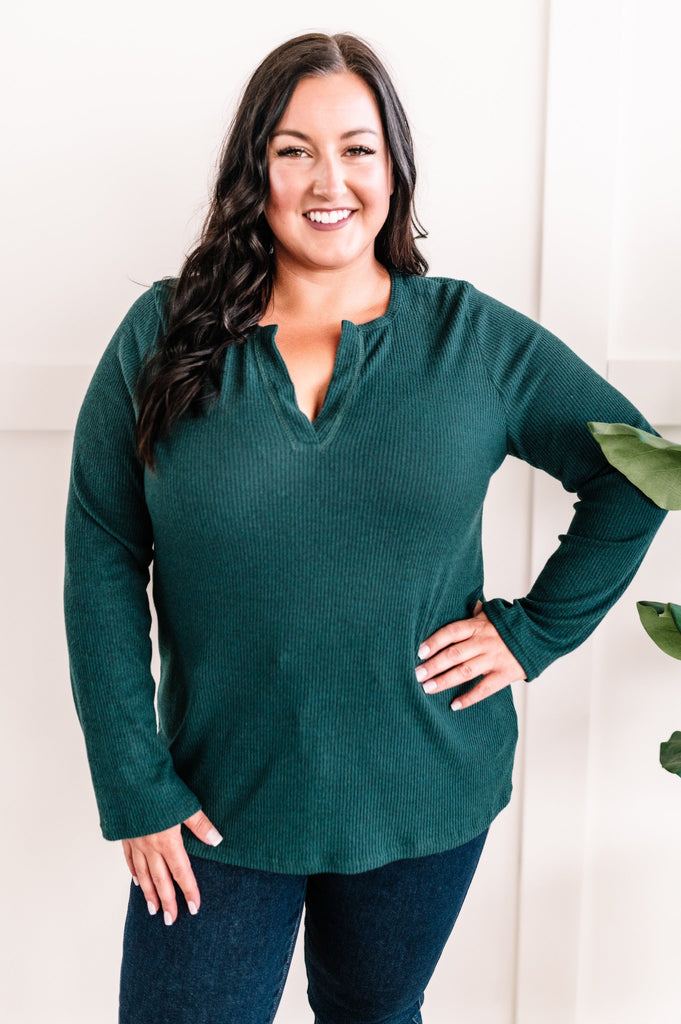 Cashmere Soft Long Sleeve Top In Hunter Green