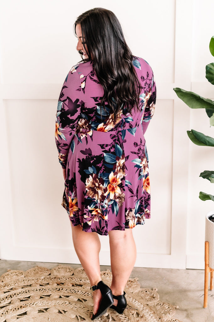 Floral Gabby Style Dress With Pockets In Orchid