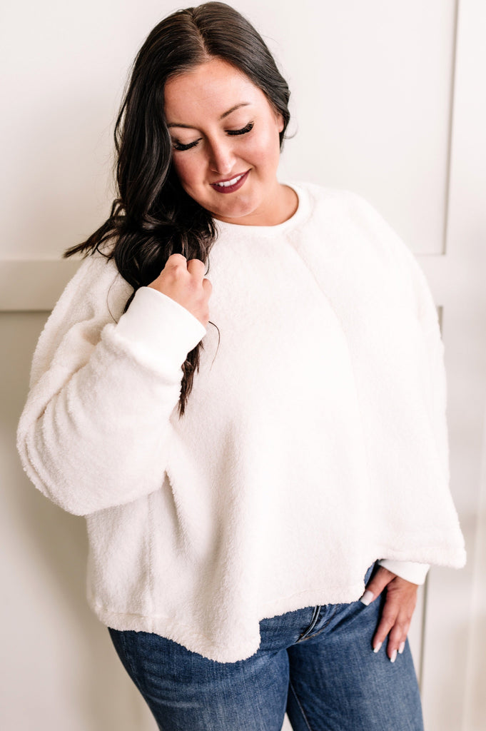 Cozy Soft Teddy Pullover In Ivory