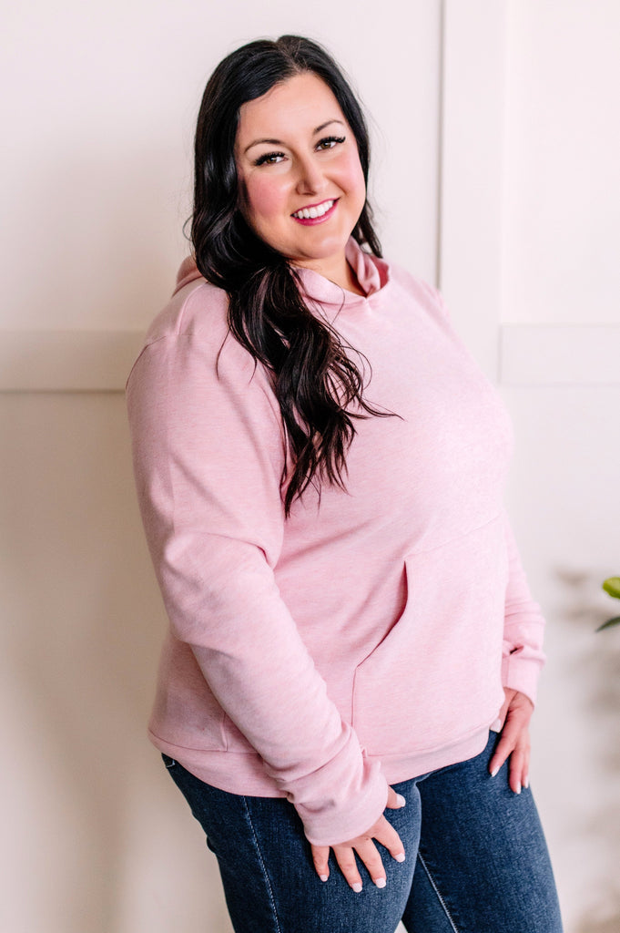 Ultra Soft Hoodie With Thumb Holes In Light Heathered Pink