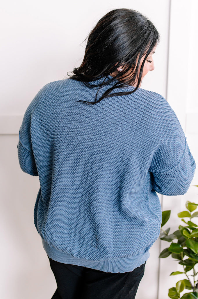 Button Front Sweater Cardigan Blue Nova