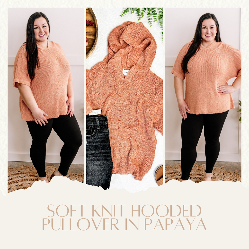 Soft Knit Hooded Pullover In Papaya