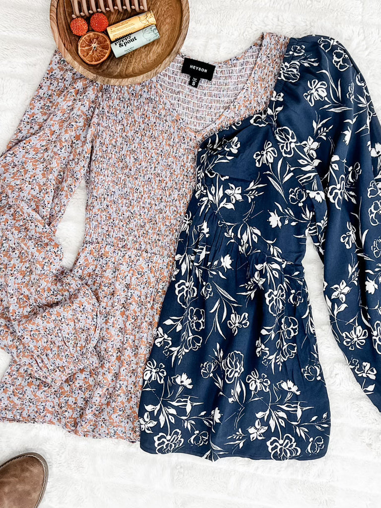 Sweetheart Floral Blouse In Midnight Navy