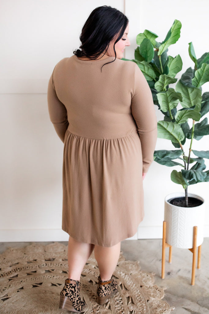 Ultra Soft Button Front Dress In Pecan
